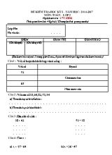 Đề kiểm tra học kì I Toán lớp 2 (Kèm đáp án) - Năm học 2016-2017
